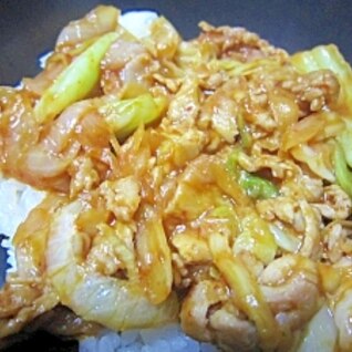 甘辛いのが美味しい！豚肉と野菜のケチャップ丼